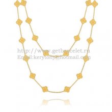 Van Cleef & Arpels Vintage Alhambra Long Necklace Yellow Gold 20 Motifs