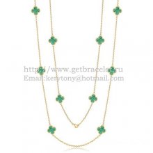 Van Cleef & Arpels Vintage Alhambra Necklace Yellow Gold 10 Motifs With Malachite Mother Of Pearl