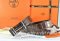Hermes Reversible Belt Brown/Black Crocodile Stripe Leather With18K Silver H au Carre Buckle