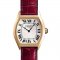Cartier Tortue small diamond ladies watch 18k yellow gold brown leather strap