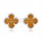Van Cleef & Arpels Sweet Alhambra Earrings 9mm White Gold With Tiger's Eye Mother Of Pearl