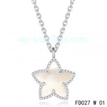 Replica Van Cleef & Arpels Alhambra Maple Leaf Pendant In White Gold