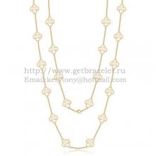 Van Cleef & Arpels Vintage Alhambra Necklace Yellow Gold 20 Motifs With White Mother Of Pearl