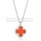 Van Cleef & Arpels Sweet Alhambra Pendant White Gold With Carnelian Mother Of Pearl 9mm