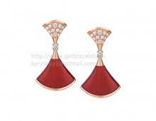 Replica Bvlgari DIVAS' Dream Earrings Rose Gold with Carnelian and Diamonds