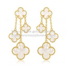 Van Cleef & Arpels Magic Alhambra 4 Motifs Earrings Yellow Gold With White Mother Of Pearl