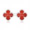 Van Cleef & Arpels Sweet Alhambra Earrings 9mm White Gold With Carnelian Mother Of Pearl