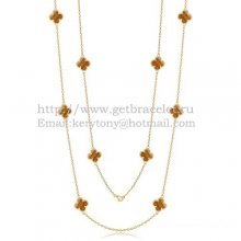 Van Cleef & Arpels Vintage Alhambra Necklace Yellow Gold 10 Motifs With Tiger's Eye Mother Of Pearl