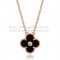 Van Cleef & Arpels Vintage Alhambra Pendant Pink Gold With Black Agate Mother Of Pearl Round Diamonds