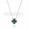 Van Cleef & Arpels Vintage Alhambra Pendant White Gold With Malachite Mother Of Pearl 15mm