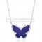 Van Cleef Arpels Lucky Alhambra Butterfly Pendant White Gold With Lapis Stone Mother Of Pearl