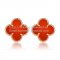 Van Cleef & Arpels Sweet Alhambra Earrings 15mm Pink Gold With Carnelian Mother Of Pearl