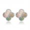 Van Cleef & Arpels Sweet Alhambra Earrings 15mm White Gold With Gray Mother Of Pearl
