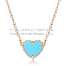 Van Cleef Arpels Sweet Alhambra Heart Pendant Pink Gold With Turquoise Mother Of Pearl