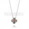 Van Cleef & Arpels Vintage Alhambra Pendant White Gold Colorful Mother Of Pearl 15mm