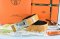 Hermes Reversible Belt Orange/Black Crocodile Stripe Leather With18K Gold Big H Buckle