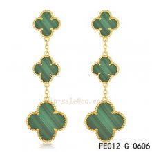 Replica Van Cleef & Arpels Malachite Yellow Gold Earrings