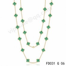 Fake Van Cleef & Arpels Vintage Alhambra Necklace In Yellow Gold With Onyx