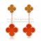 Van Cleef & Arpels Magic Alhambra Earrings Pink Gold With Tiger's Eye Carnelian