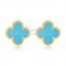 Van Cleef & Arpels Sweet Alhambra Earrings 9mm Yellow Gold With Turquoise Mother Of Pearl