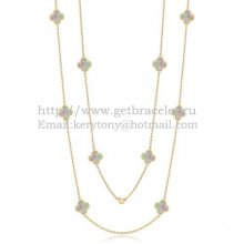 Van Cleef & Arpels Vintage Alhambra Necklace Yellow Gold 10 Motifs With Gray Mother Of Pearl