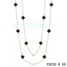 Fake Van Cleef & Arpels Vintage Alhambra Necklace In Pink Gold With 10 Motifs