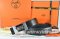 Hermes Reversible Belt Black/Black Snake Stripe Leather With 18K Silver H Logo Buckle