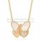 Van Cleef & Arpels Flying Butterfly Pendant Necklace Yellow Gold With White Mother Of Pearl Diamonds