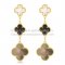 Van Cleef & Arpels Magic Alhambra 3 Motifs Earrings Yellow Gold With Stone Combination