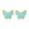Van Cleef & Arpels Sweet Alhambra Butterfly Earrings Yellow Gold With Turquoise Mother Of Pearl