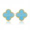 Van Cleef & Arpels Sweet Alhambra Earrings 15mm Yellow Gold With Turquoise Mother Of Pearl