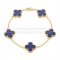 Van Cleef & Arpels Vintage Alhambra Bracelet 5 Motifs Yellow Gold With Lapis Mother Of Pearl