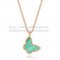 Van Cleef Arpels Lucky Alhambra Butterfly Necklace Pink Gold With Malachite Mother Of Pearl