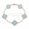 Van Cleef & Arpels Vintage Alhambra Bracelet 5 Motifs Pink Gold With Turquoise Mother Of Pearl