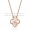 Van Cleef & Arpels Vintage Alhambra Pendant Pink Gold With White Mother Of Pearl Round Diamonds