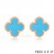 Fake Van Cleef & Arpels Clover Turquoise Pink Gold Earrings