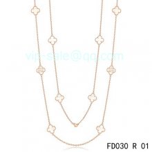 Imitation Van Cleef & Arpels Vintage Alhambra Necklace In Pink Gold With 10 Motifs