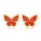 Van Cleef & Arpels Sweet Alhambra Butterfly Earrings Yellow Gold With Carnelian Mother Of Pearl