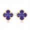 Van Cleef & Arpels Sweet Alhambra Earrings 9mm Pink Gold With Lapis Stone Mother Of Pearl