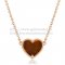 Van Cleef Arpels Sweet Alhambra Heart Pendant Pink Gold With Tiger's Eye Mother Of Pearl