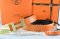 Hermes Reversible Belt Orange/Black Ostrich Stripe Leather With 18K Drawbench Gold H Buckle