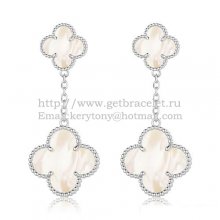 Van Cleef & Arpels Magic Alhambra Earrings White Gold With White Mother Of Pearl