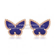 Van Cleef & Arpels Sweet Alhambra Butterfly Earrings Pink Gold With Lapis Stone Mother Of Pearl