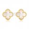 Van Cleef & Arpels Sweet Alhambra Earrings 9mm Yellow Gold With White Mother Of Pearl