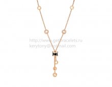 Replica Bvlgari B.zero1 Rose Gold Necklace with Black Ceramic and Pave Diamonds