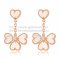 Van Cleef & Arpels Sweet Alhambra Effeuillage Earrings Pink Gold With White Mother Of Pearl