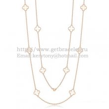 Van Cleef & Arpels Vintage Alhambra Necklace Pink Gold 10 Motifs With White Mother Of Pearl