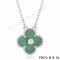 Fake Van Cleef & Arpels Vintage Alhambra Pendant In White Gold With Malachite