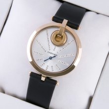 Captive de Cartier 18k pink gold black fabric strap replica watch for women