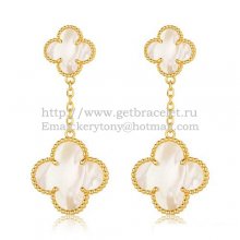 Van Cleef & Arpels Magic Alhambra Earrings Yellow Gold With White Mother Of Pearl